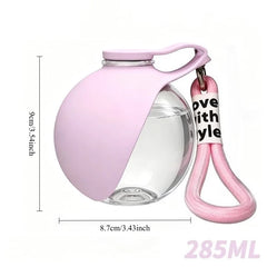 Pet Dog Water Bottle with Collapsible Silicone Bowl, 285Ml Leak-Proof Travel Cup for Dogs Cats, Suitable for Outdoor Activities