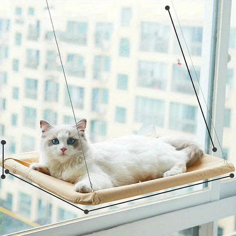Cat Window Hammock Seat - Large Cat Hammocks Bed for Indoor Cats Resting Seat Safety, Heavy Duty Suction Cups Breathable