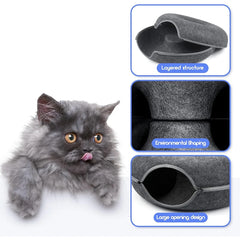 Donut Cat Bed Pet Cat Interactive Game Toy Cat Bed Dual-use Tunnel Bed with Felt Toy Gift for Small Kitten Rabbit